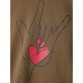 Μπλούζα από οργανικό βαμβάκι με εκτύπωση καρδιάς, καφέ Name it 262251 3