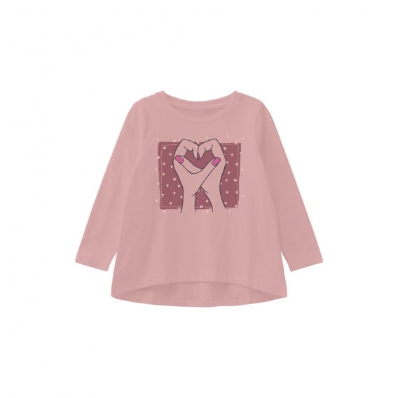 Οργανική βαμβακερή μπλούζα με εκτύπωση καρδιάς, ροζ Name it 262252 