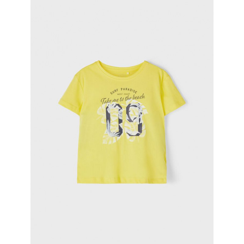 Μπλουζάκι από οργανικό βαμβάκι με γραφικό σχέδιο, σε κίτρινο χρώμα  263059