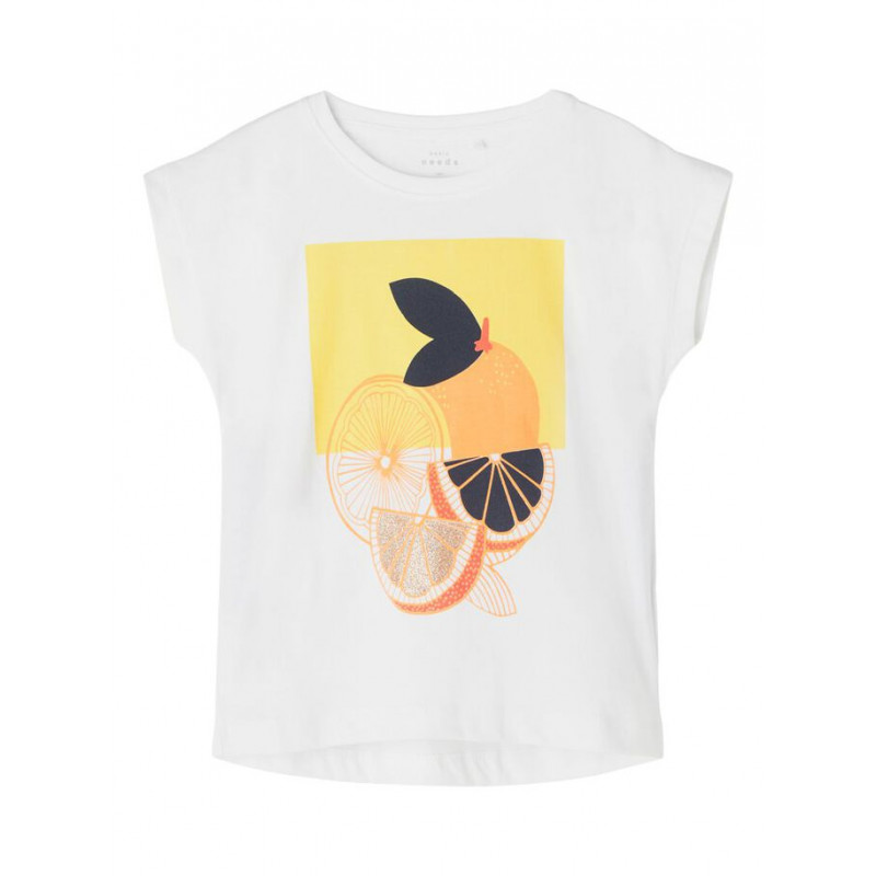 Μπλουζάκι από οργανικό βαμβάκι με πορτοκαλί χρώμα, λευκό  263080