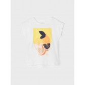 Μπλουζάκι από οργανικό βαμβάκι με πορτοκαλί χρώμα, λευκό Name it 263082 3