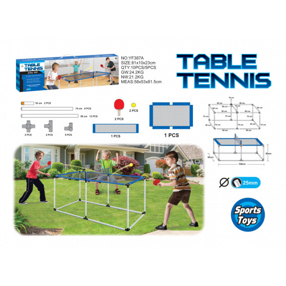 Σετ επιτραπέζιας αντισφαίρισης - τραπέζι, δίχτυ και ρακέτες KY 263175 7