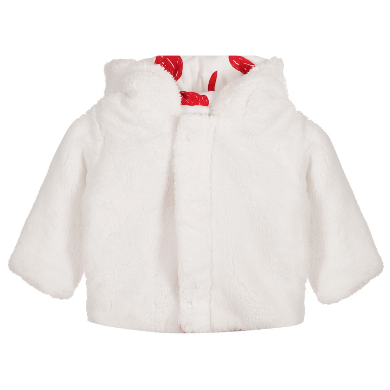 Χνουδωτό μπουφάν με κουκούλα για μωρό, λευκό  264148