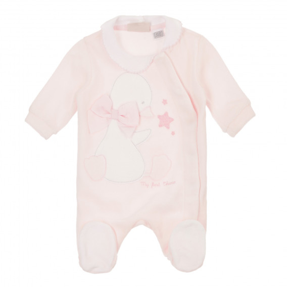 Βαμβακερές φόρμες με πάπια απλικέ για μωρό, ροζ Chicco 264259 