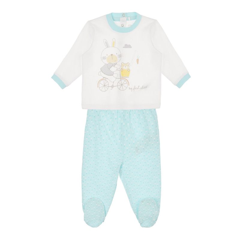 Βαμβακερές πιτζάμες με baby print, σε λευκό και μπλε χρώμα  264302