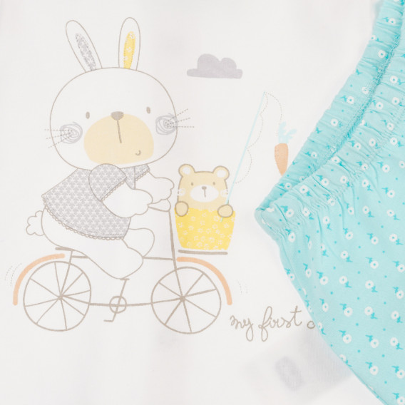 Βαμβακερές πιτζάμες με baby print, σε λευκό και μπλε χρώμα Chicco 264304 3