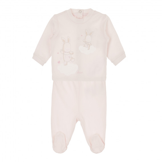 Βαμβακερό σετ δύο τεμαχίων με κουνελάκια μωρού, ροζ Chicco 264397 