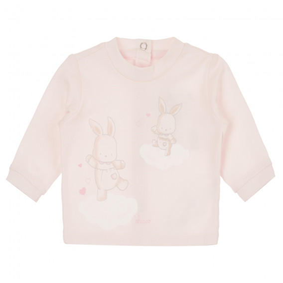 Βαμβακερό σετ δύο τεμαχίων με κουνελάκια μωρού, ροζ Chicco 264398 2