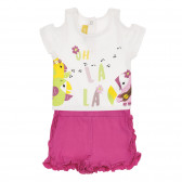 Βαμβακερό σετ μπλουζάκι και βρεφικό σορτσάκι, σε λευκό και ροζ χρώμα Chicco 264423 