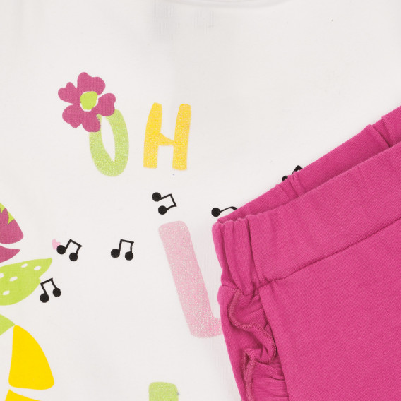 Βαμβακερό σετ μπλουζάκι και βρεφικό σορτσάκι, σε λευκό και ροζ χρώμα Chicco 264425 3