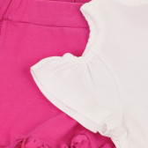 Βαμβακερό σετ μπλουζάκι και βρεφικό σορτσάκι, σε λευκό και ροζ χρώμα Chicco 264426 4