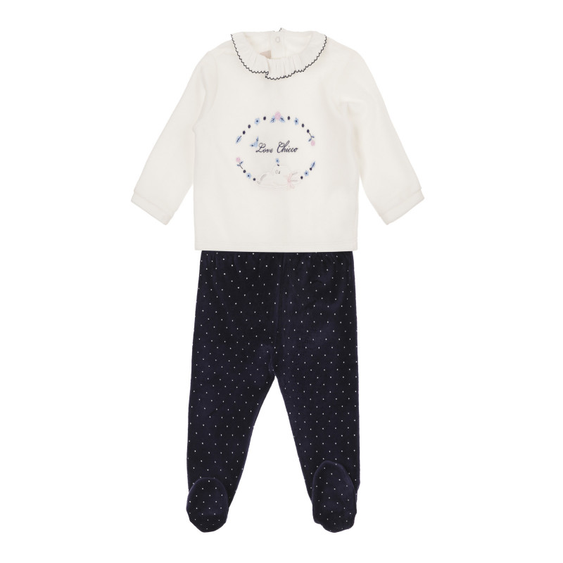 Σετ μπλούζα και μποτάκια για μωρό σε λευκό και μπλε χρώμα  264458