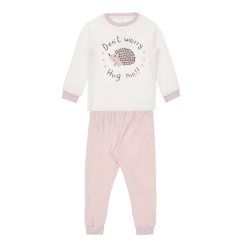Πιτζάμες εκτύπωσης σκαντζόχοιρου σε λευκό και ροζ χρώμα  264506