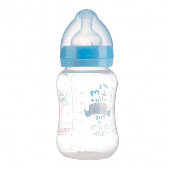 Μπουκάλι τροφοδοσίας πολυπροπυλενίου με φαρδύ λαιμό Little Angel με πιπίλα 2 σταγόνες, 3+ μήνες, 250 ml, μπλε ZIZITO 265208 2