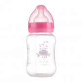Μπουκάλι τροφοδοσίας πολυπροπυλενίου με φαρδύ λαιμό Little Angel με πιπίλα 2 σταγόνες, 3+ μήνες, 250 ml, ροζ ZIZITO 265213 3