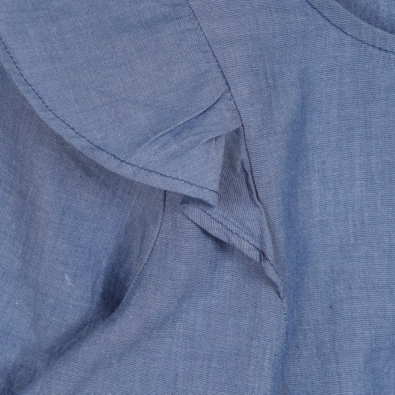 Βαμβακερή μπλούζα με μακριά μανίκια και βολάν, μπλε Benetton 265265 2