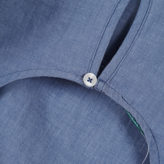 Βαμβακερή μπλούζα με μακριά μανίκια και βολάν, μπλε Benetton 265266 3