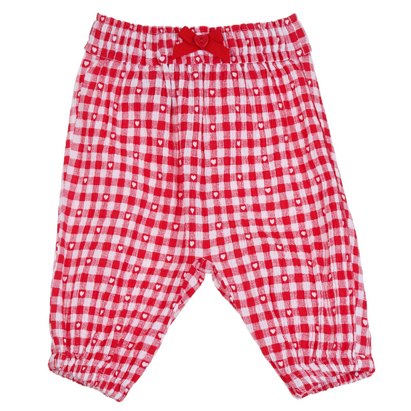 Καρό παντελόνι με καρδιές για μωρό, κόκκινο  265322