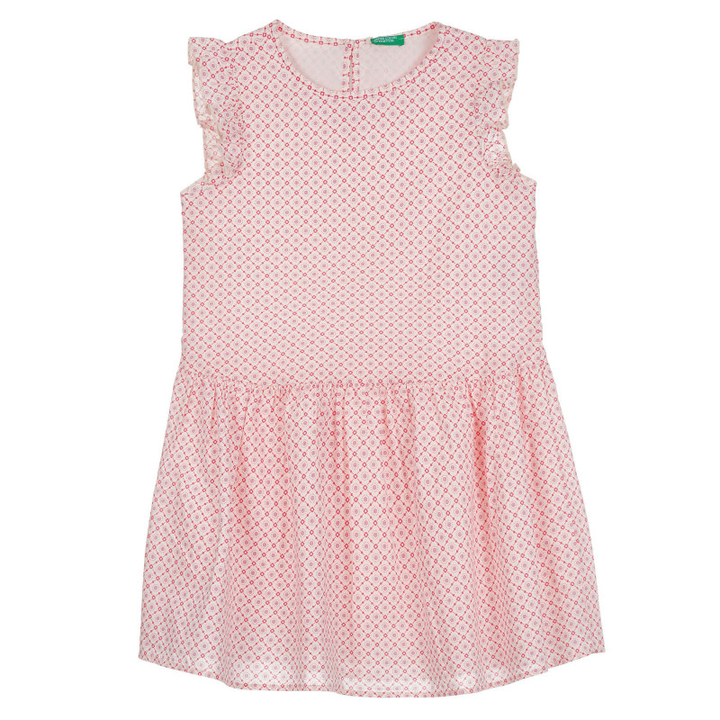 Βαμβακερό φόρεμα με παραστατική εκτύπωση και βολάν, ροζ  265338