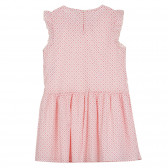 Βαμβακερό φόρεμα με παραστατική εκτύπωση και βολάν, ροζ Benetton 265341 4