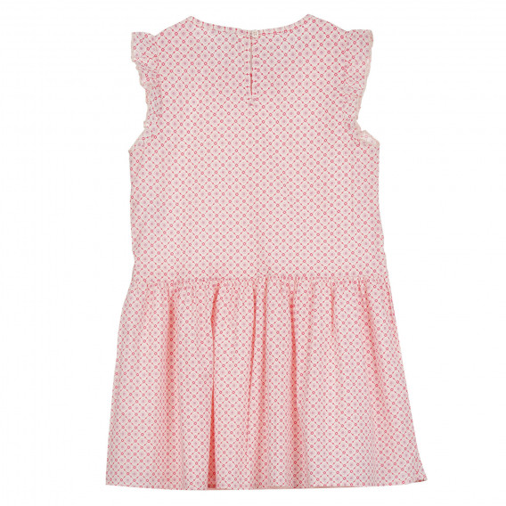 Βαμβακερό φόρεμα με παραστατική εκτύπωση και βολάν, ροζ Benetton 265341 4