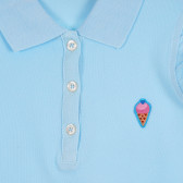 Βαμβακερή μπλούζα με γιακά και βολάν, ανοιχτό μπλε Benetton 265367 2