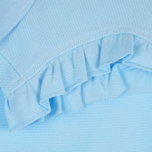 Βαμβακερή μπλούζα με γιακά και βολάν, ανοιχτό μπλε Benetton 265368 3