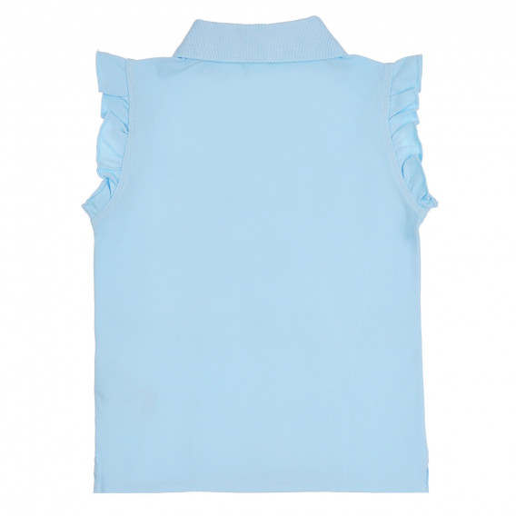 Βαμβακερή μπλούζα με γιακά και βολάν, ανοιχτό μπλε Benetton 265369 4