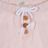 Βαμβακερό παντελόνι με διακοσμητικά κουμπιά για μωρά, ανοιχτό ροζ Benetton 265384 2