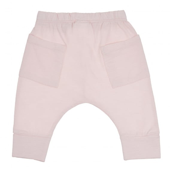 Βαμβακερό παντελόνι με διακοσμητικά κουμπιά για μωρά, ανοιχτό ροζ Benetton 265386 4