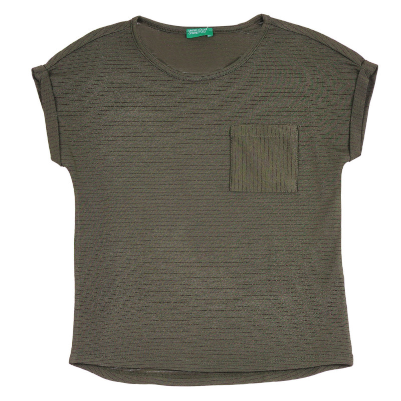Μπλουζάκι με τσέπη, σκούρο πράσινο  265398