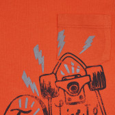 Βαμβακερό μπλουζάκι με μωβ σκέητμπορντ, πορτοκαλί Benetton 265403 2