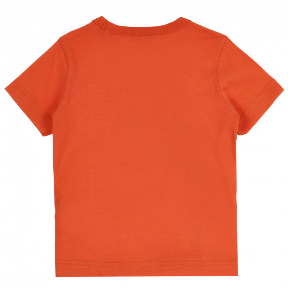 Βαμβακερό μπλουζάκι με μωβ σκέητμπορντ, πορτοκαλί Benetton 265405 4