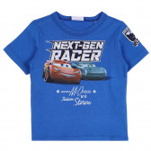 Βαμβακερό μπλουζάκι με τύπωμα Baby Car, μπλε Benetton 265417 