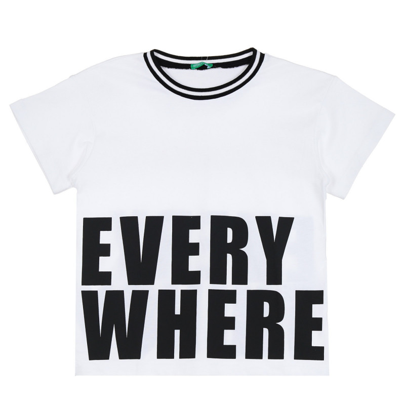 Βαμβακερό μπλουζάκι με λεζάντα, λευκό χρώμα  265452