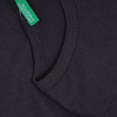 Βαμβακερό μπλουζάκι με επιγραφή μπροκάρ, σκούρο γκρι Benetton 265462 3