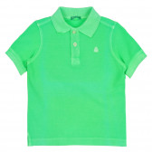Βαμβακερή μπλούζα με κοντά μανίκια και κολάρο μωρού, πράσινο Benetton 265471 
