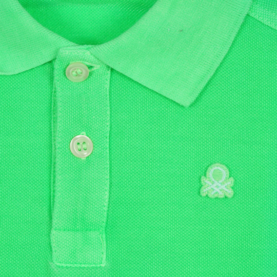 Βαμβακερή μπλούζα με κοντά μανίκια και κολάρο μωρού, πράσινο Benetton 265472 2