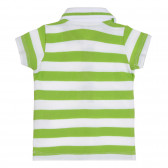 Βαμβακερή μπλούζα με γιακά σε πράσινες και άσπρες ρίγες για το μωρό Benetton 265499 4