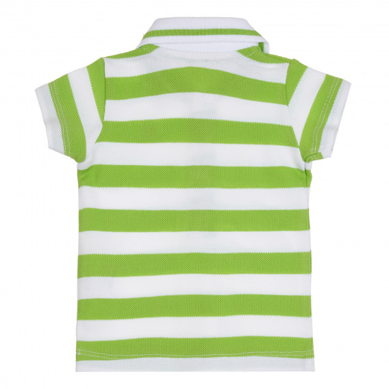 Βαμβακερή μπλούζα με γιακά σε πράσινες και άσπρες ρίγες για το μωρό Benetton 265499 4