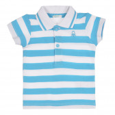 Βαμβακερή μπλούζα με γιακά σε γαλάζιες και άσπρες ρίγες για το μωρό Benetton 265500 