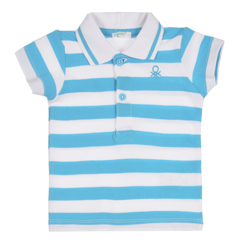 Βαμβακερή μπλούζα με γιακά σε γαλάζιες και άσπρες ρίγες για το μωρό  265500