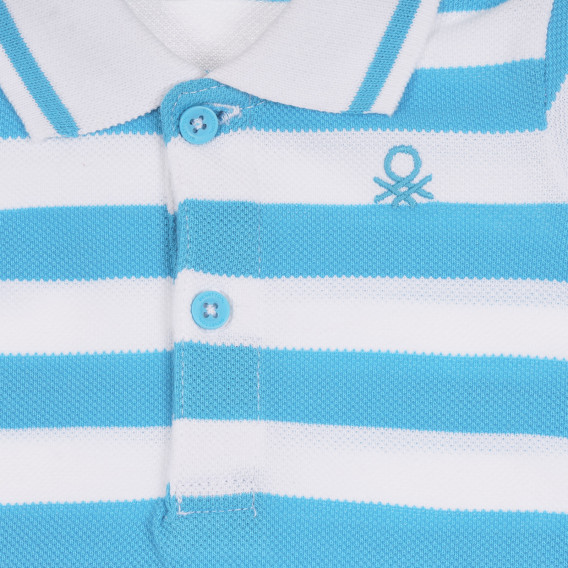 Βαμβακερή μπλούζα με γιακά σε γαλάζιες και άσπρες ρίγες για το μωρό Benetton 265501 2