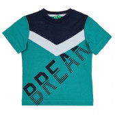 Μπλουζάκι με την επιγραφή Break και σκούρο μπλε προφορά, πράσινο Benetton 265512 