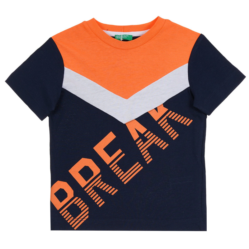Μπλουζάκι με την λεζάντα Break και πορτοκαλί λεπτομέρεια, σκούρο μπλε  265516