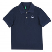 Βαμβακερή μπλούζα με κοντά μανίκια και γιακά, μπλε ναυτικό Benetton 265524 