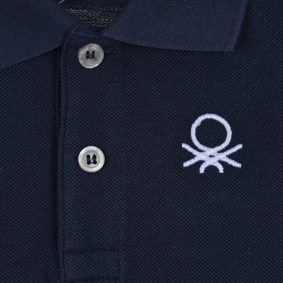 Βαμβακερή μπλούζα με κοντά μανίκια και γιακά, μπλε ναυτικό Benetton 265525 2