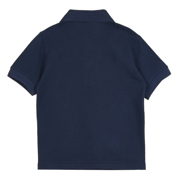Βαμβακερή μπλούζα με κοντά μανίκια και γιακά, μπλε ναυτικό Benetton 265527 4