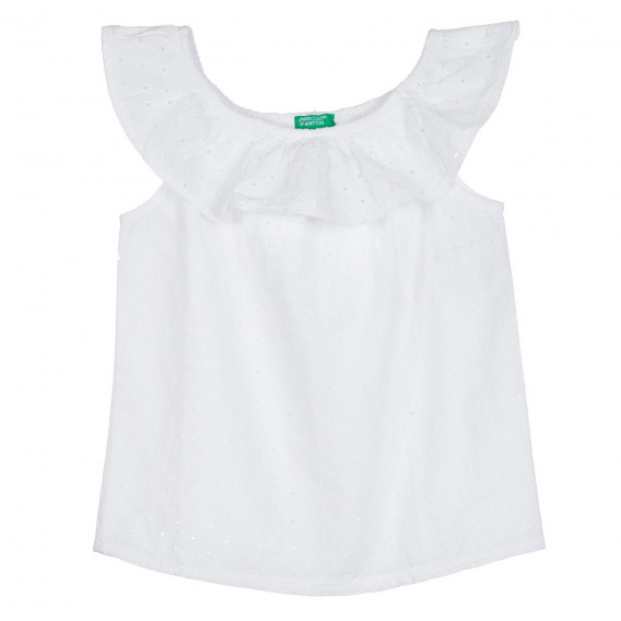 Βαμβακερή μπλούζα, λευκό Benetton 265546 