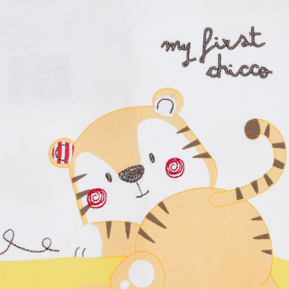 Βαμβακερή κοντή φόρμα με καμηλοπάρδαλη και τίγρη για μωρό σε λευκό και κίτρινο χρώμα Chicco 266356 2